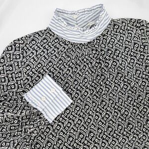 Zara Damask Ruffle Mock Neck Top Women Medium Victorian Regency Dark Academia